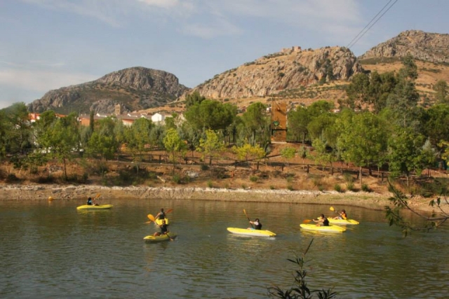 enjoying the canoes 